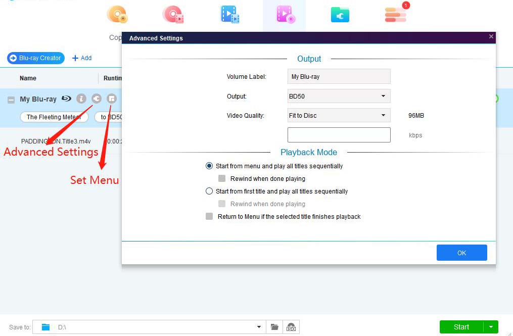 Step2 of create blu-ray